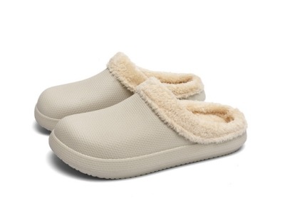 A pair of white cloud slides with fur.