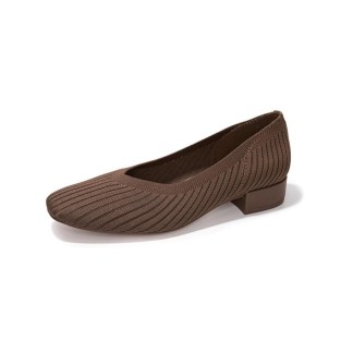 HEVA DDP – Women’s Low Heels with Stretch Knit Upper Brown
