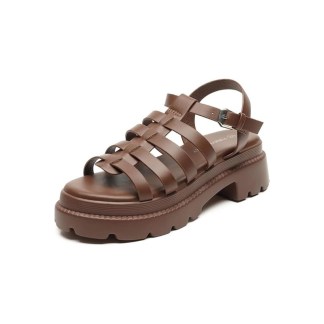 HEVA DDP – Women’s PU Summer Sandals with Elevated Sole Design Brown