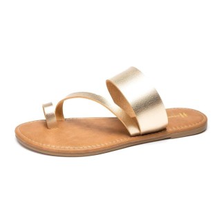HEVA DTD - Minimalist Black Strap Flip Flops Golden