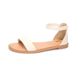 HEVA DTD - Strappy Summer Sandals with Ankle Strap Design White